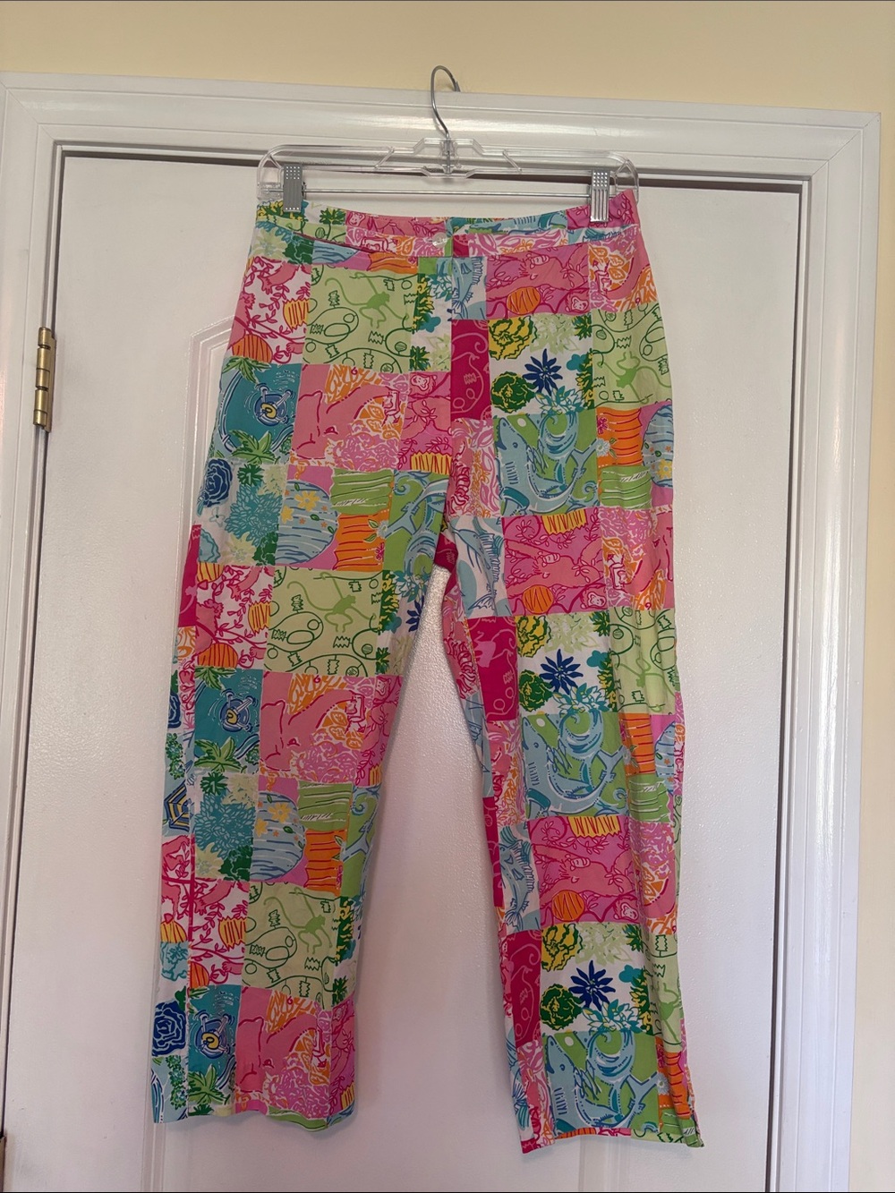 Lilly Pulitzer Pink, Aqua & Lime Patchwork Capris